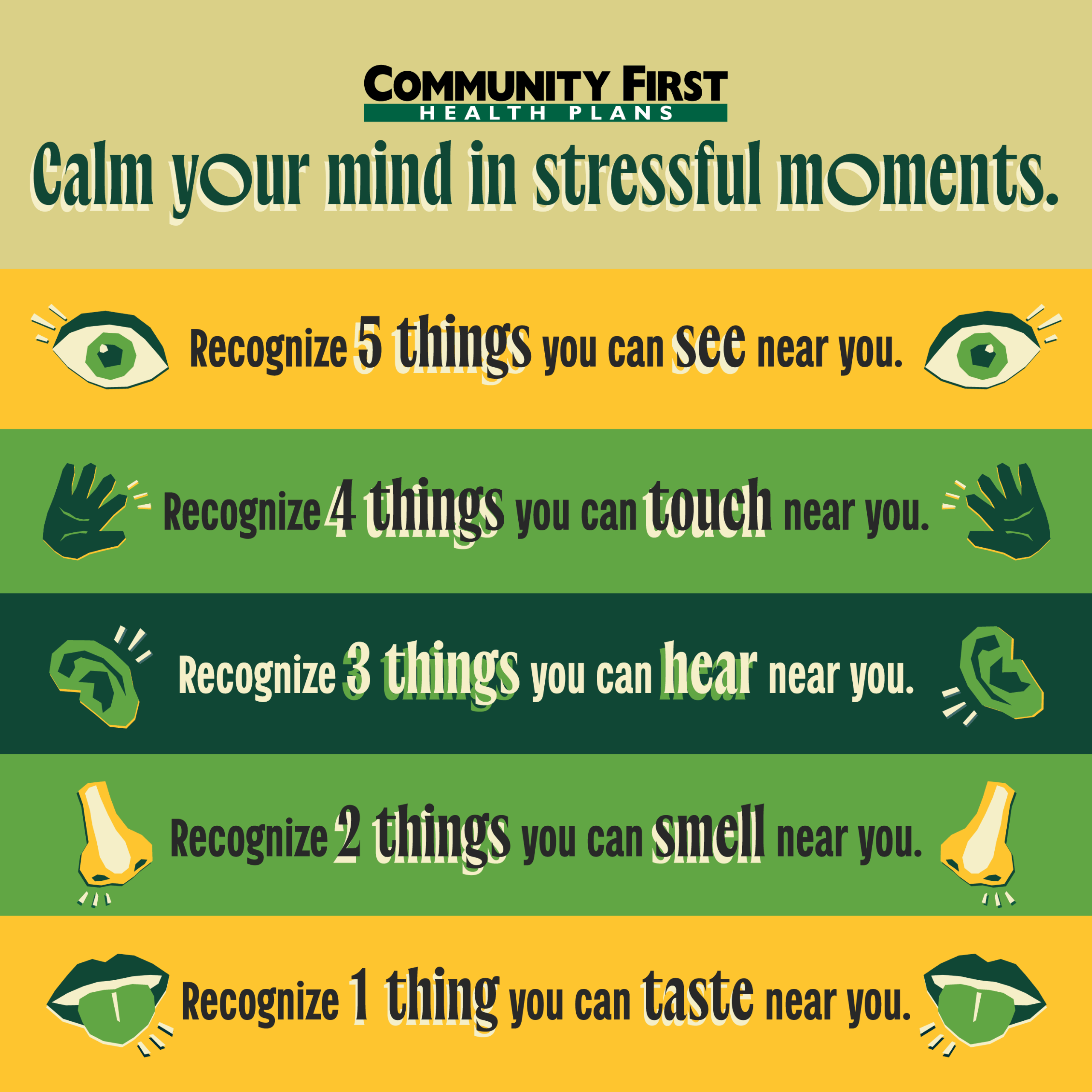 Behavioral Health 5 Senses Chart